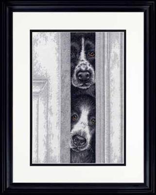 Kit de punto de cruz "Peeking Pups" - Dimensions
