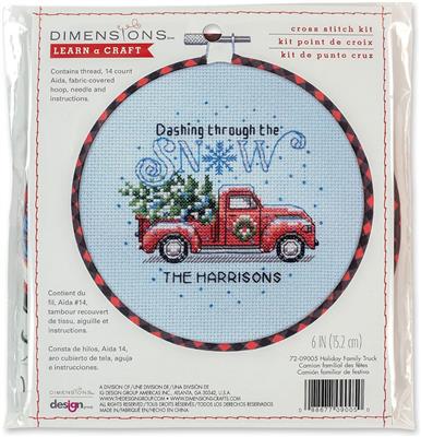 Kit de punto de cruz con Bastidor "Holiday Family Truck" - Dimensions