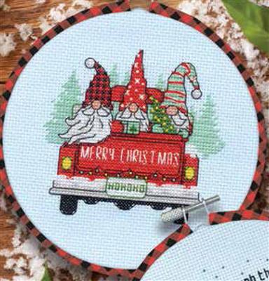 Kit de punto de cruz con Bastidor "Red Truck Gnomes" - Dimensions