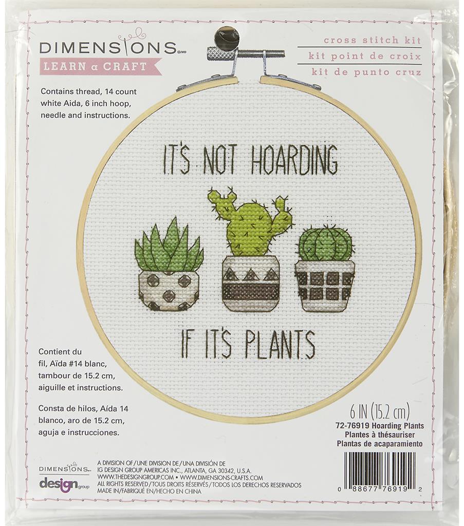 Kit de punto de cruz con Bastidor "Hoarding Plants" - Dimensions