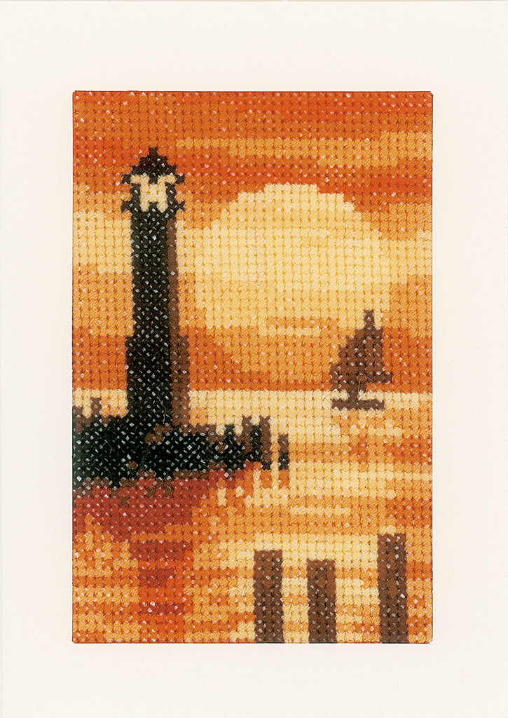 Set de 3 Postales de Felicitación en Punto de Cruz "Atardecer" - Vervaco