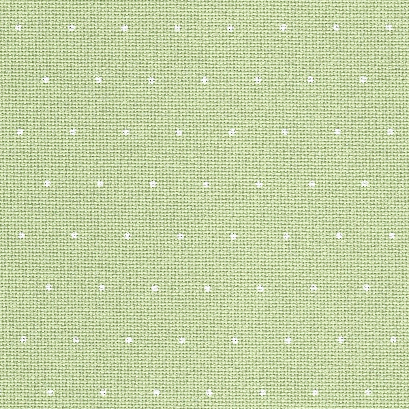 Tela Lugana 25ct Zweigart Wish verde con diseño Mini Dots de puntos blancos para bordado decorativo, punto de cruz y técnicas detalladas