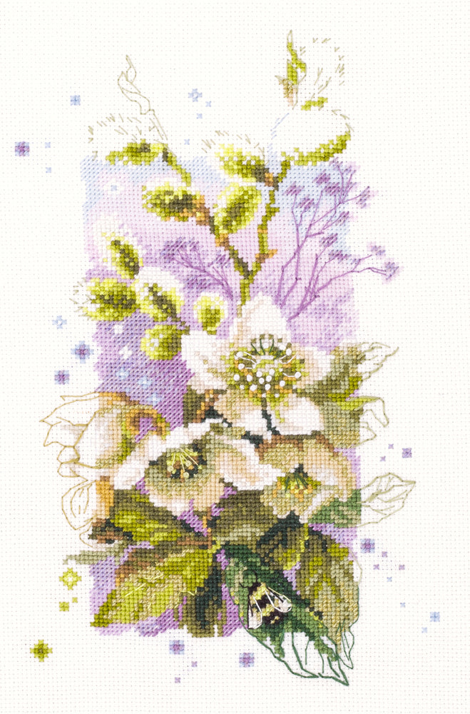 Kit punto de cruz "Hellebore" 100-104