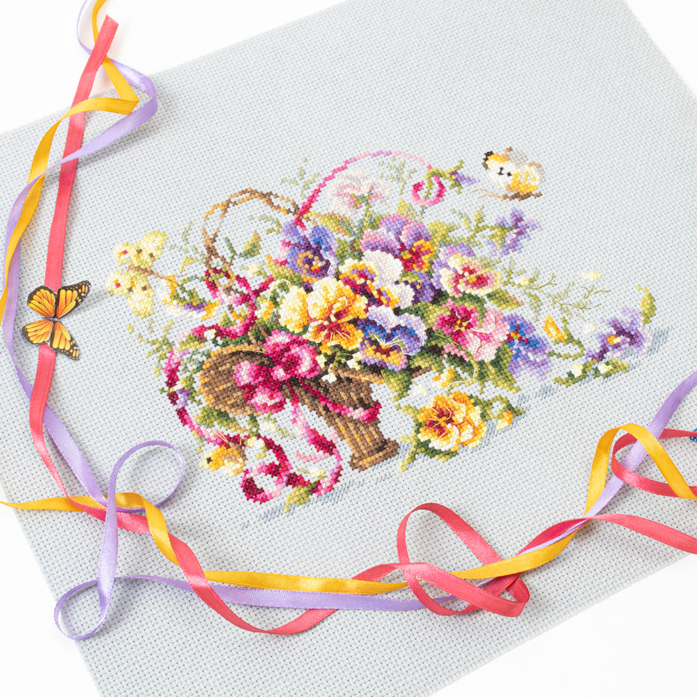 Kit punto de cruz "Pansy Bouquet" 219-377