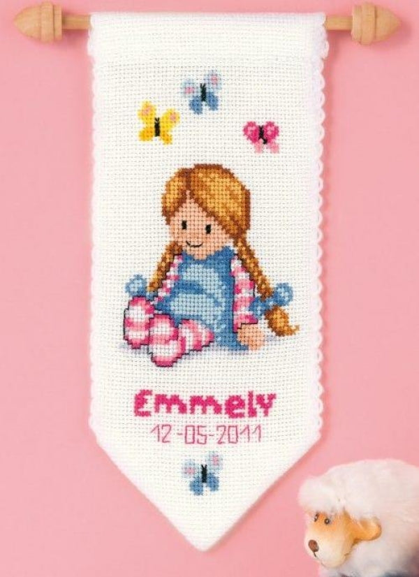 Kit punto de cruz "Estandarte Infantil Niña" - PN0012307