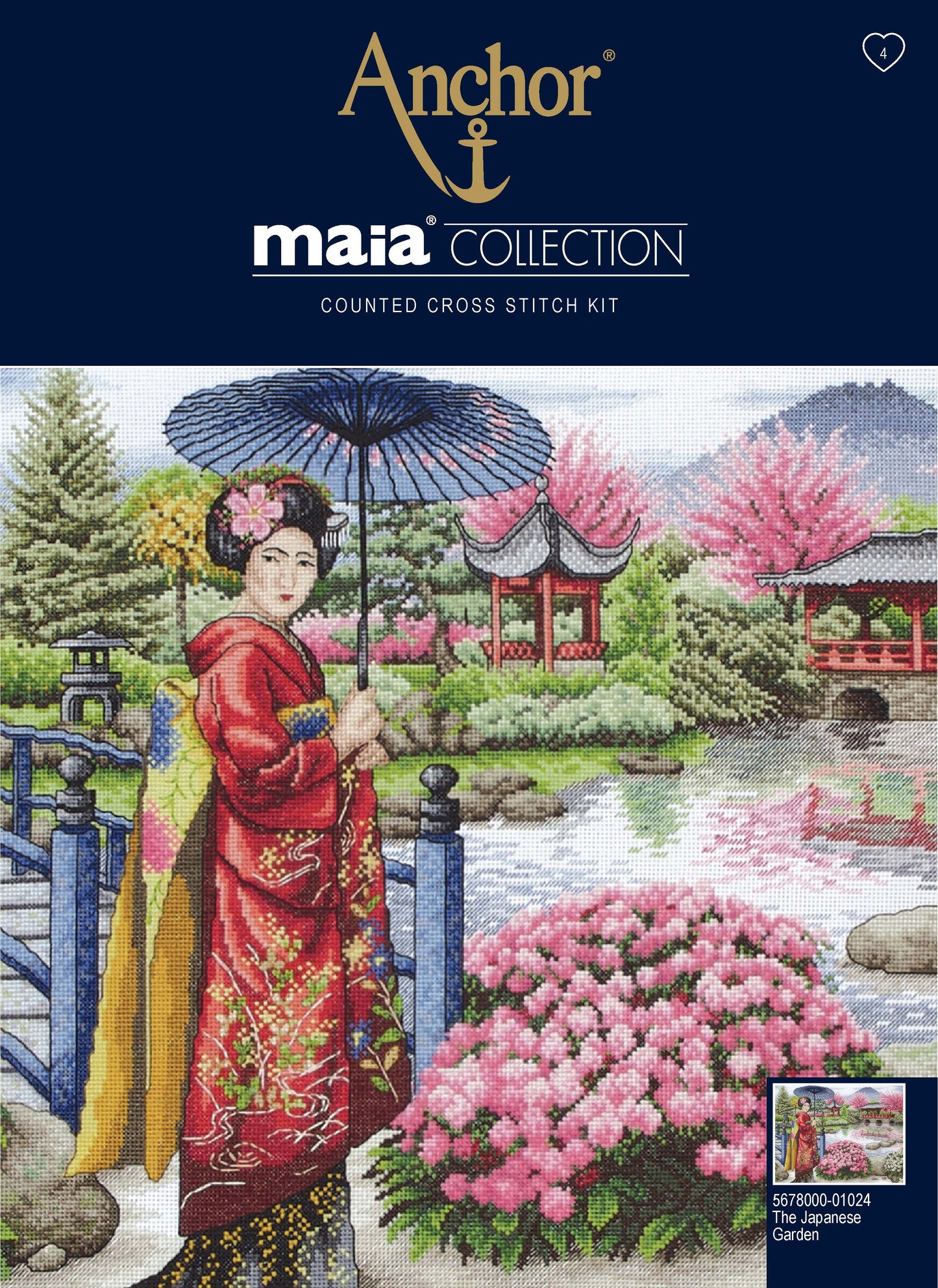 Información Kit Bordado en punto de cruz de Geisha en jardín japonés de Anchor