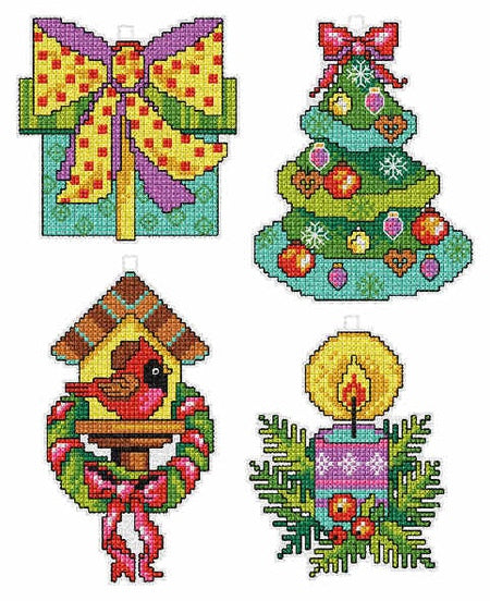 Kit de punto de cruz: plastic canvas "Detalles Navideños" - 7654