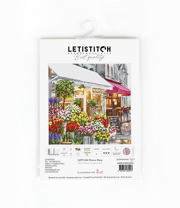 Kit de Punto de Cruz Letistitch "Flower Shop" - Leti 986