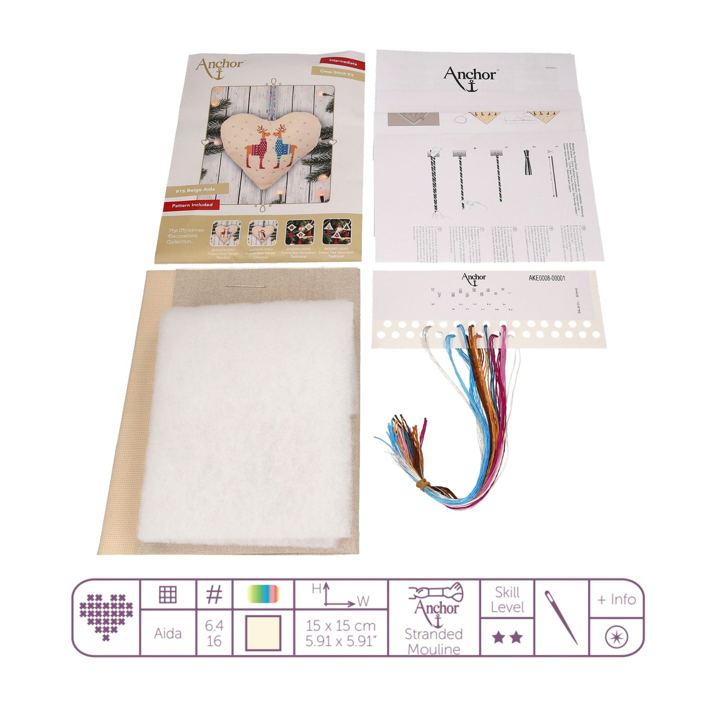 Contenido Adorno navideño en forma de corazón de dos renos de navidad con suéter de Anchor