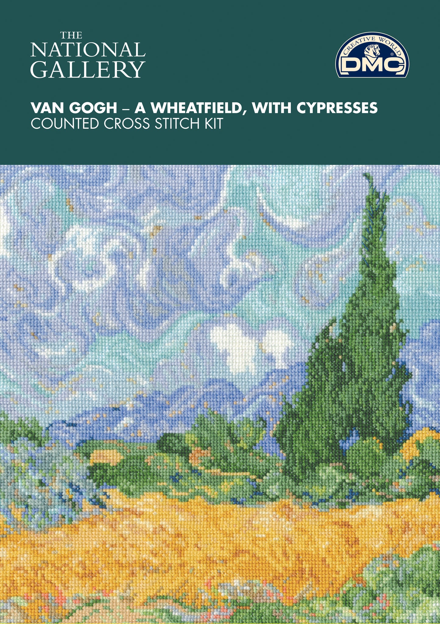 Kit de punto de cruz DMC "Campo de Trigo con Cipreses - Van Gogh" - BL1067/71