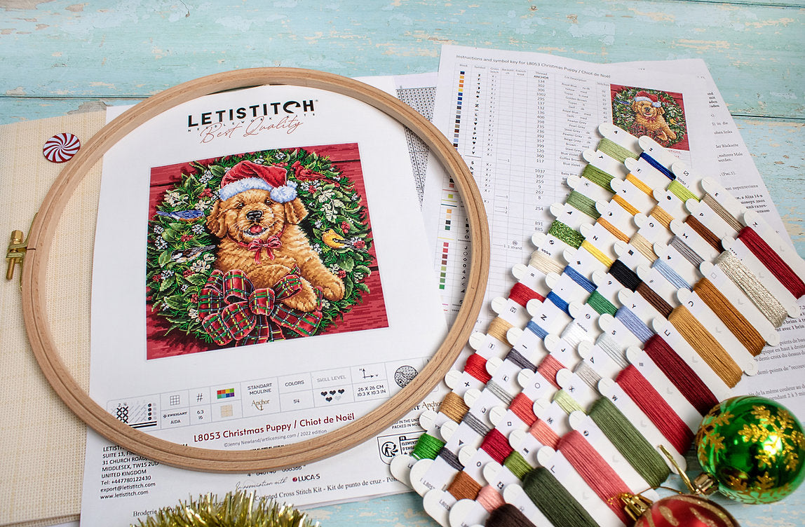 Kit de Punto de Cruz Letistitch "Christmas Puppy" - L8053