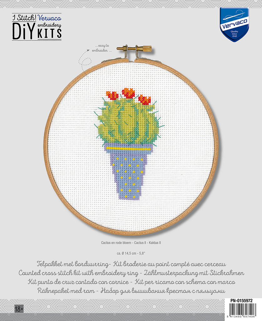 Kit punto de cruz con Bastidor "Cactus Flor Roja" - PN0155972