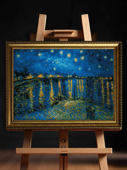 Kit de Punto de Cruz Riolis "Noche Estrellada sobre el Ródano" - 1884