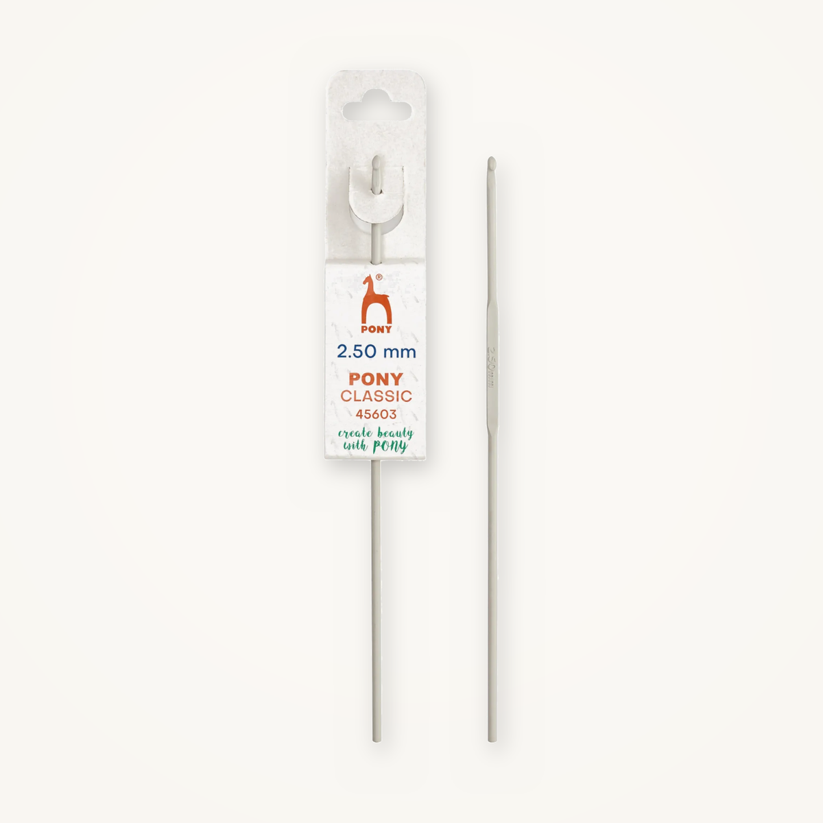 Aguja de ganchillo Pony Classic de 2,5 mm en aluminio con varilla lisa sin mango