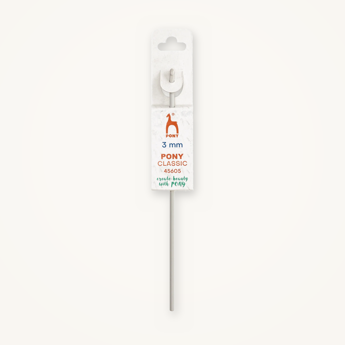 Aguja de ganchillo Pony Classic de 3 mm en aluminio con varilla lisa sin mango