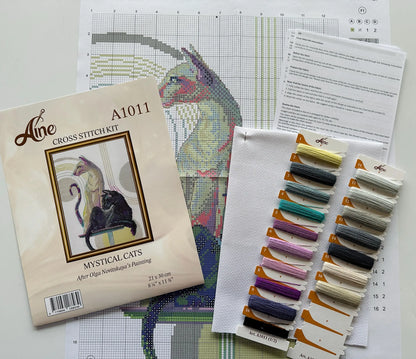 Kit de Punto de Cruz Aine "Gato Místico" - A1011