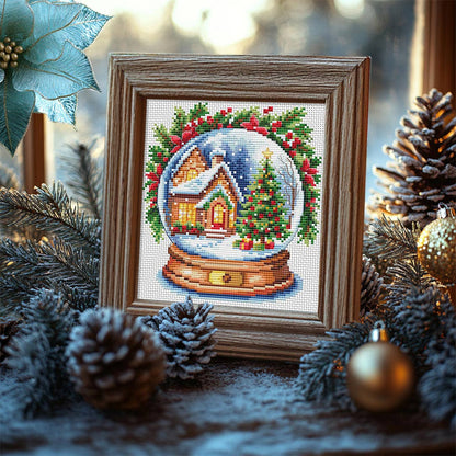 Kit de Ponto de Cruz Collection D'Art "Globo de Neve de Natal" - BC8141