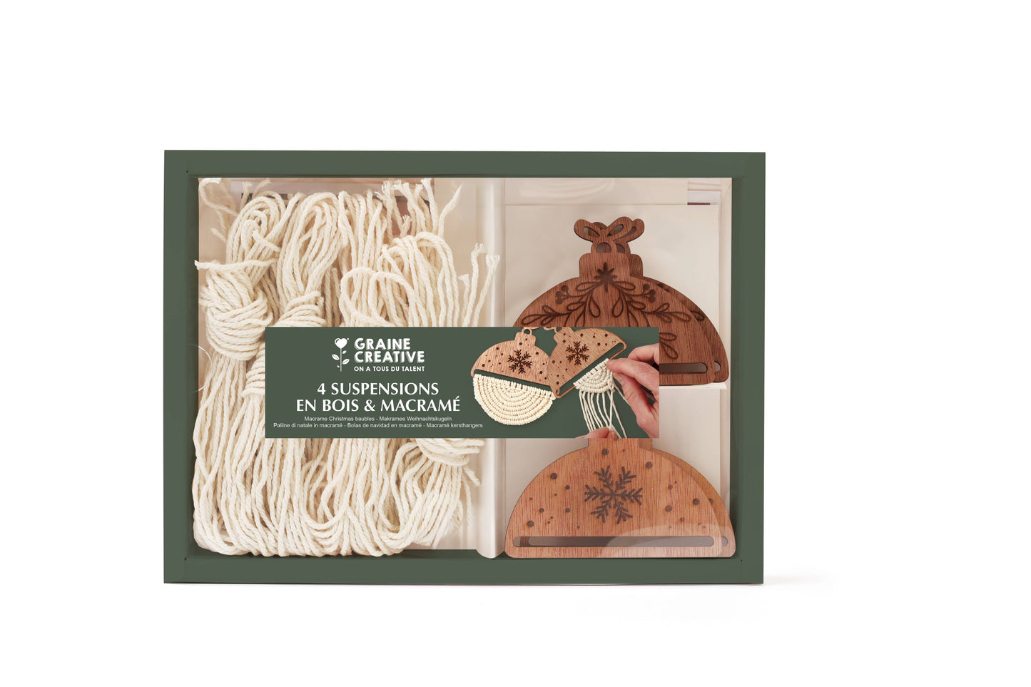 Kit para Crear x4 Bolas de Navidad de Macramé - Graine Créative