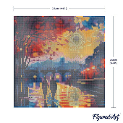 Kit de Punto Diamante Figured’Art "Noche Romántica" (Lienzo con Bastidor 25×25 cm)