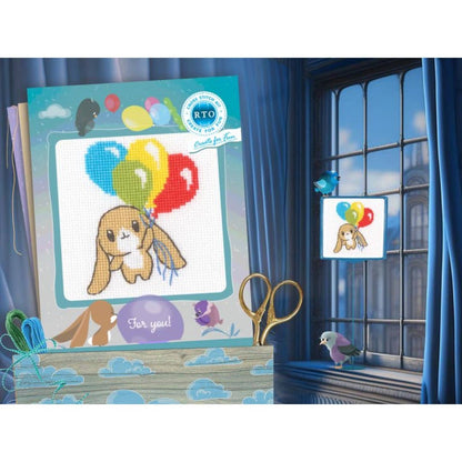 Kit de Punto de Cruz Infantil RTO "Conejito con Globos" - H293