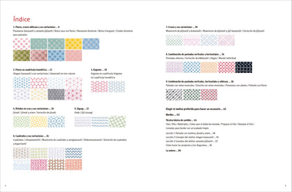 Libro de Bordado Sashiko Hitomezashi: 50 Proyectos de Bordado Japonés Paso a Paso con Patrones