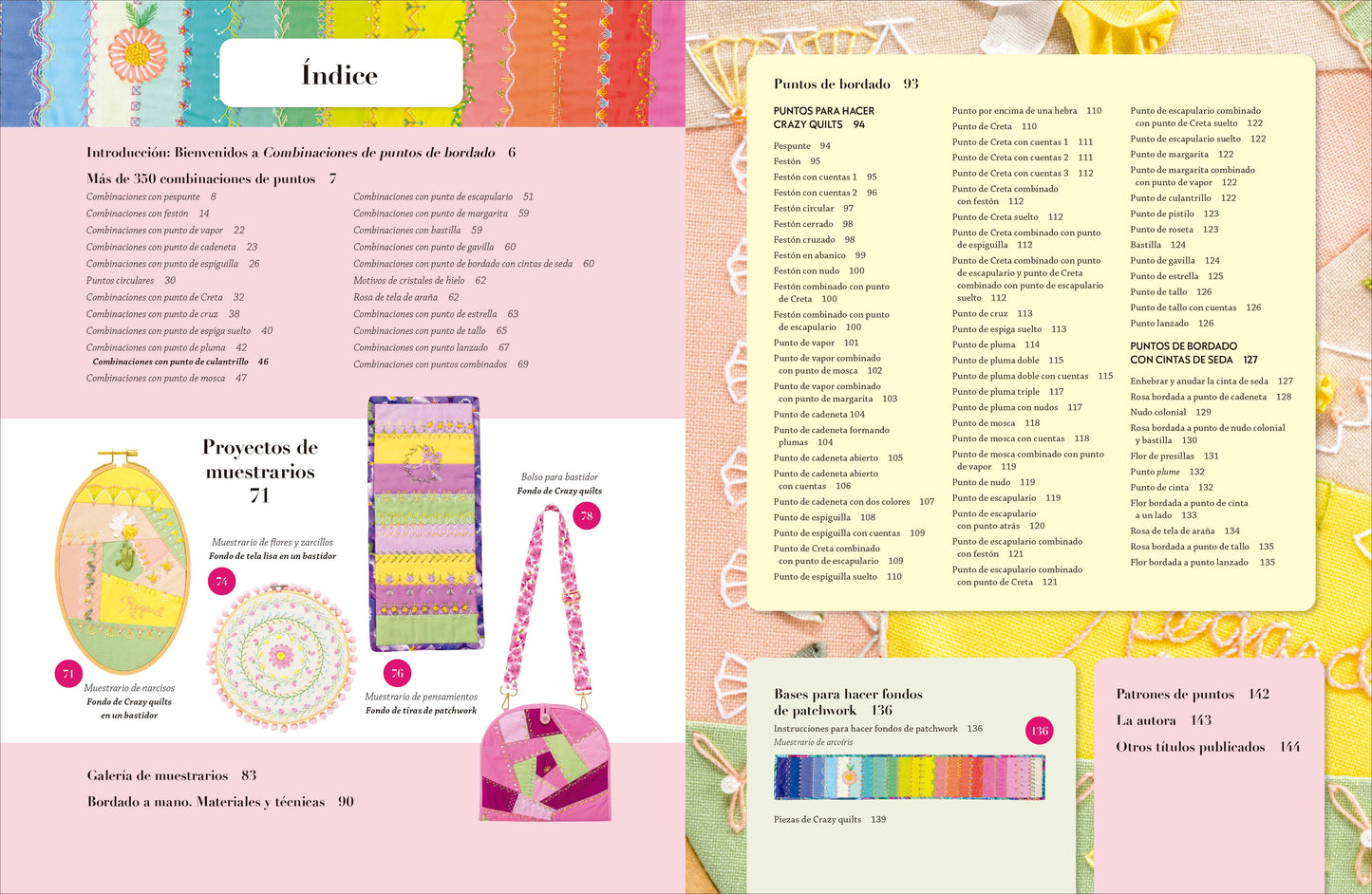 Libro de Puntos de Bordado: 350 Combinaciones y Más de 70 Puntos para Crazy Quilt