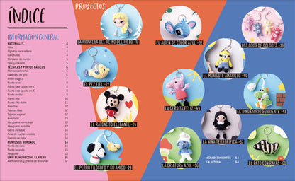 Libro para Tejer Mini Amigurumis: 15 Llaveros de Ganchillo con los Personajes Favoritos de los Niños