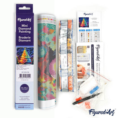 Kit de Punto Diamante Figured’Art "Árbol de Navidad Colorido" 25×25 cm