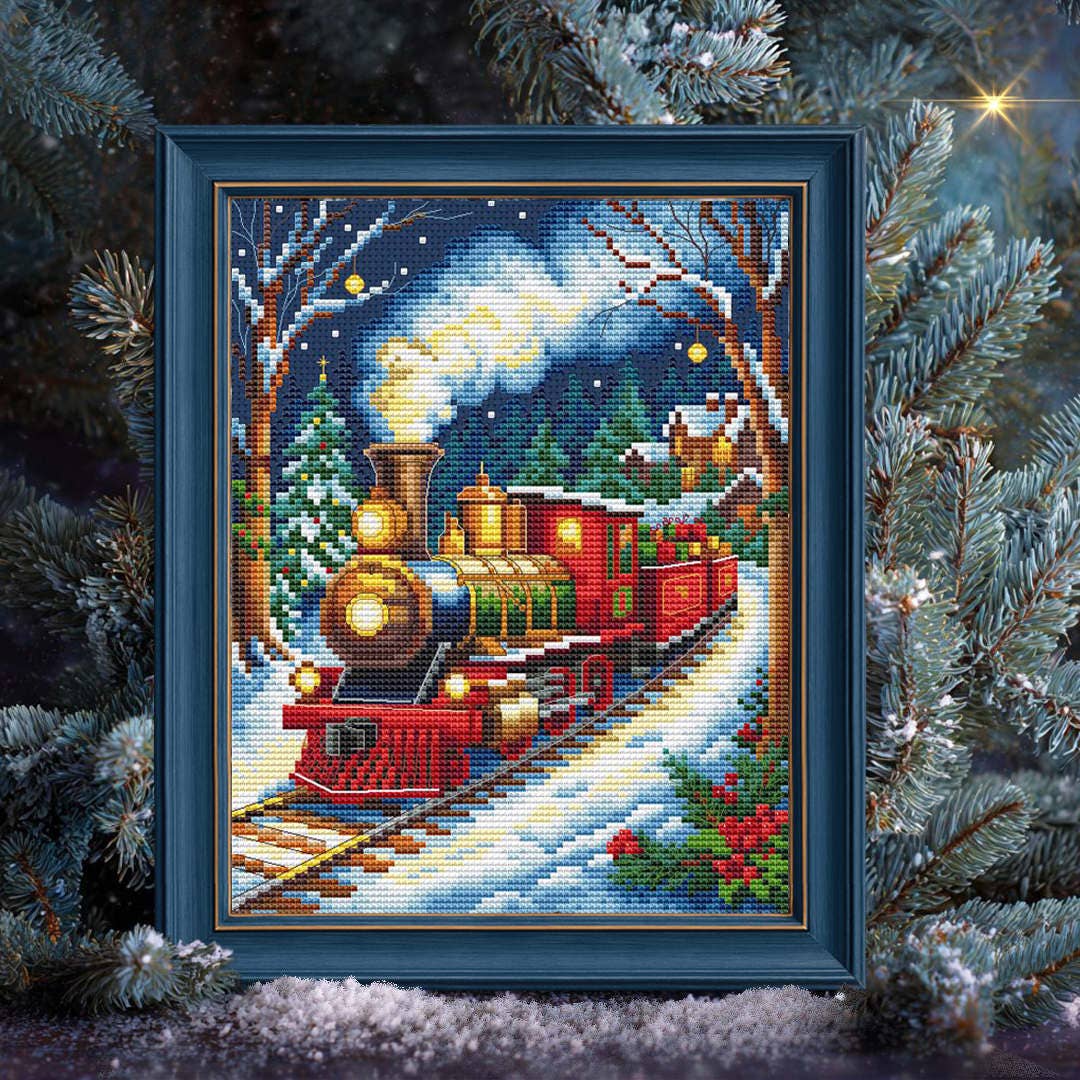 Kit de Punto de Cruz Collection D'Art "Tren de Navidad" - BC8144