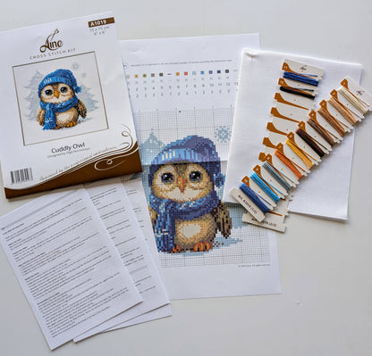 Kit de Punto de Cruz Aine "Búho Acurrucado" - A1019