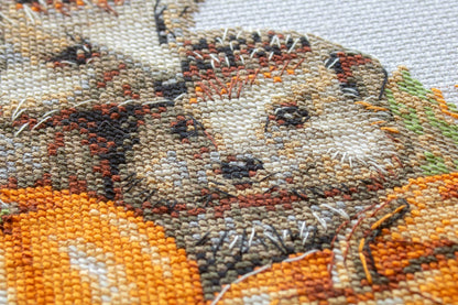 Kit de Punto de Cruz Aine "Erizos en la Cosecha" - A1021