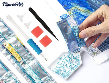 Kit de Punto Diamante Figured’Art "Torre Eiffel y Flores" 40x50cm