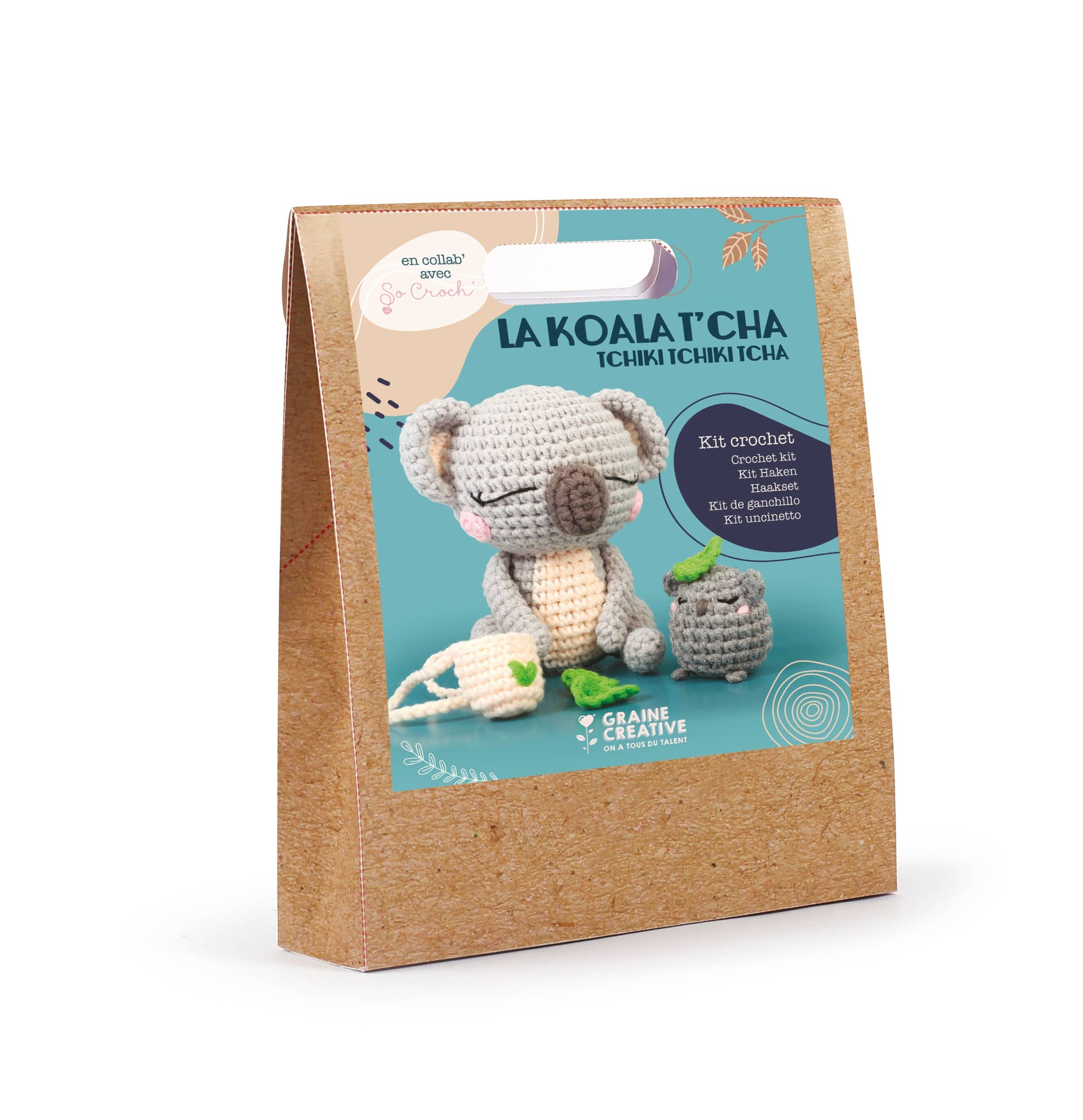 Kit amigurumi T’Cha la Koala Graine Créative para crear un muñeco de crochet DIY, ideal para principiantes, manualidades y regalo creativo.