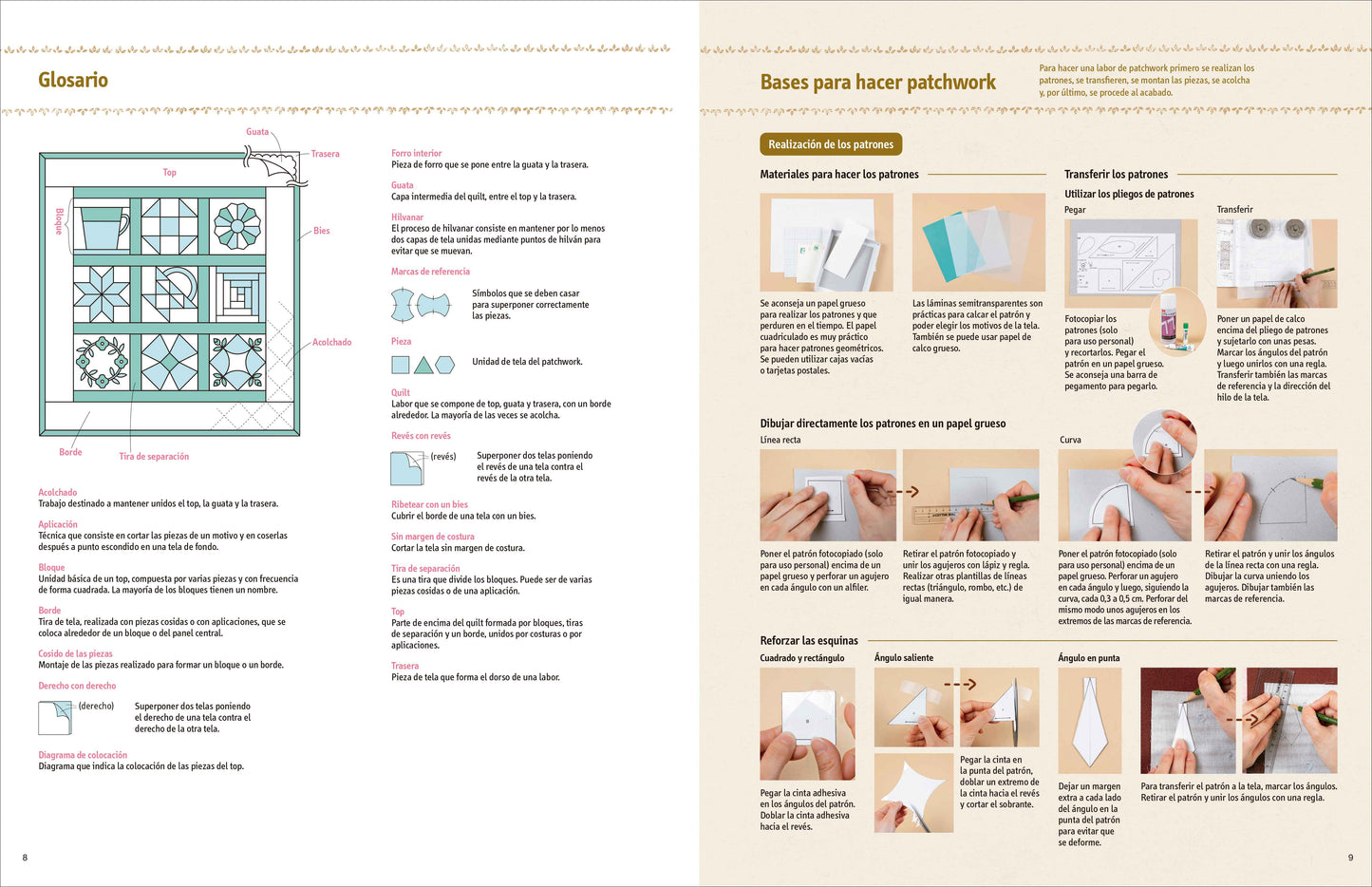 Libro de Iniciación al Patchwork: Curso con 36 Bloques y Más de 40 Proyectos Paso a Paso