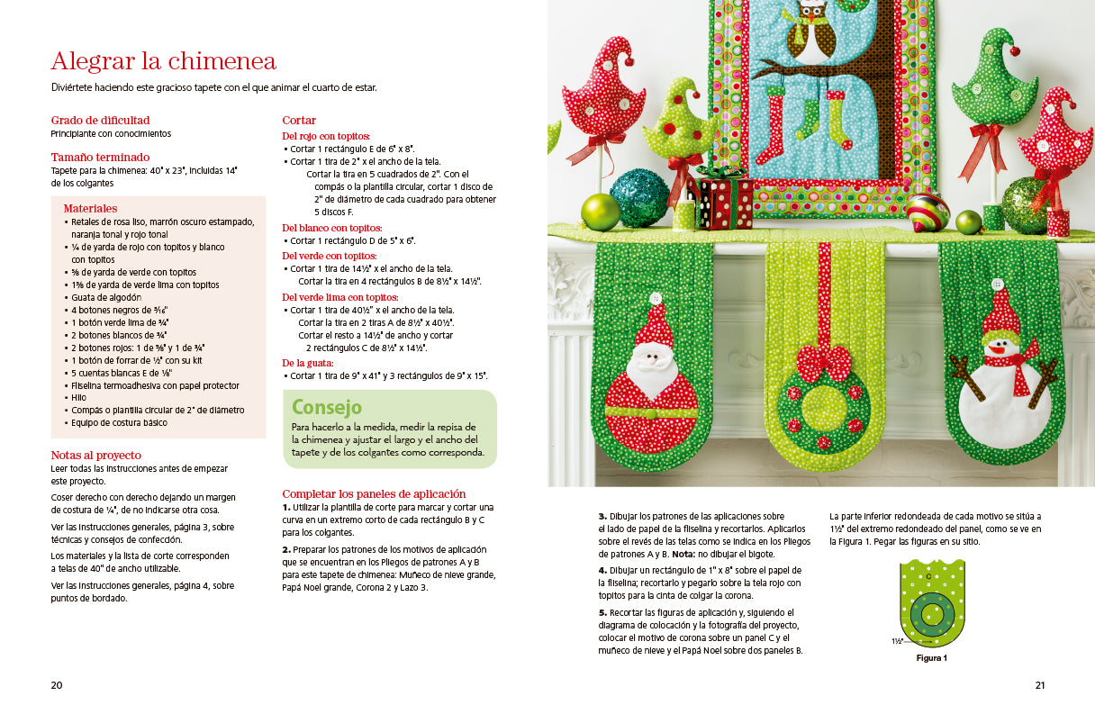 Libro Labores Creativas de Patchwork para Navidad: 21 Proyectos Fáciles con Patrones a Tamaño Natural
