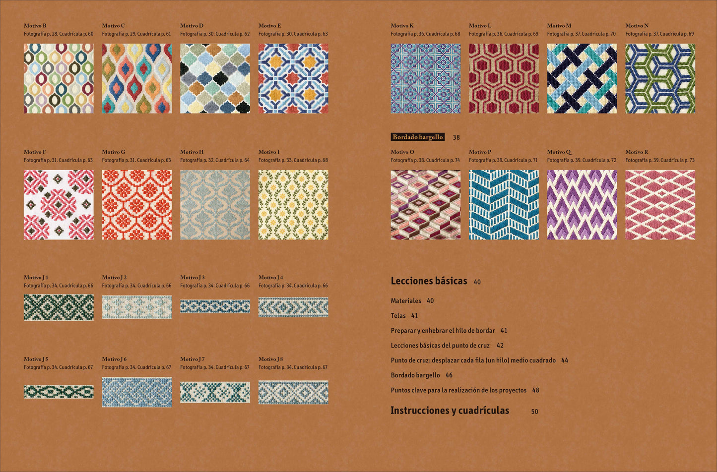 Libro de Bordado Bargello y Punto de Cruz: 44 Motivos Geométricos y 11 Accesorios con Diagramas en Color