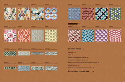 Libro de Bordado Bargello y Punto de Cruz: 44 Motivos Geométricos y 11 Accesorios con Diagramas en Color