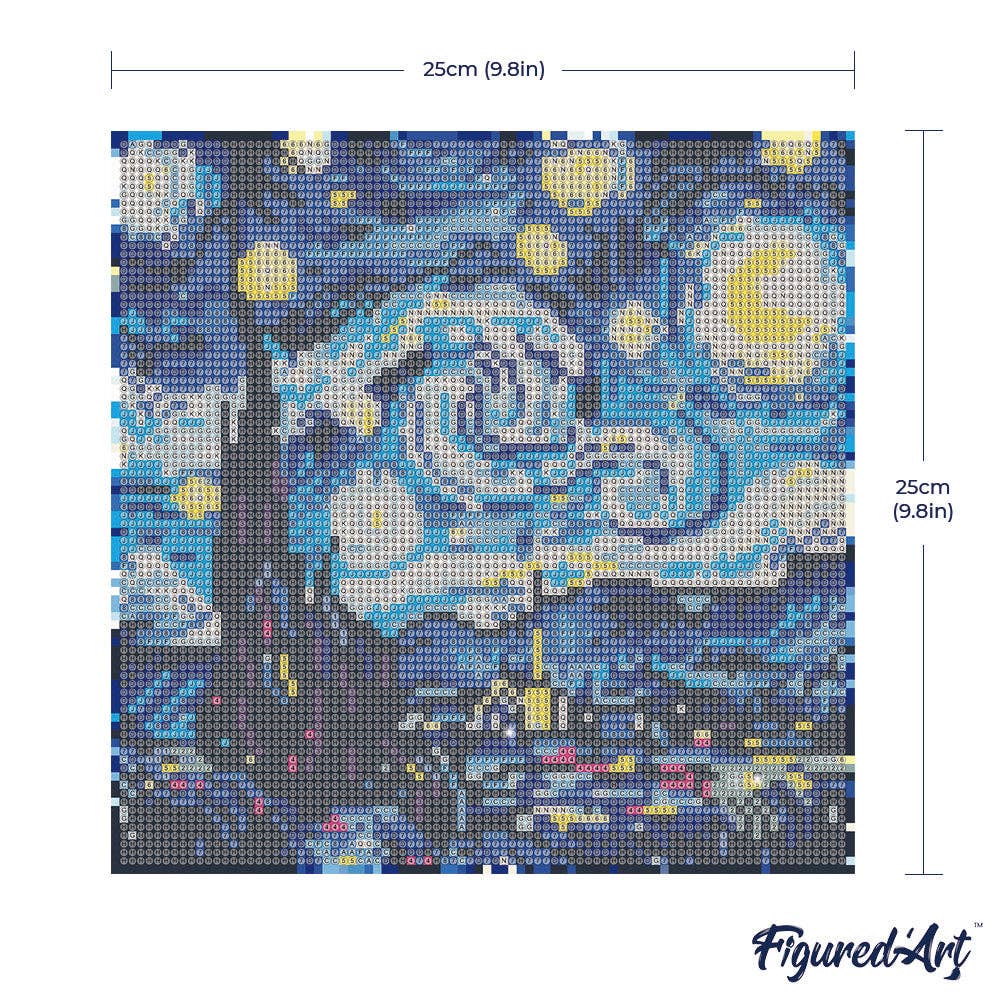 Kit de Punto Diamante Figured’Art "La Noche Estrellada de Van Gogh" (Lienzo con Bastidor 25×25 cm)