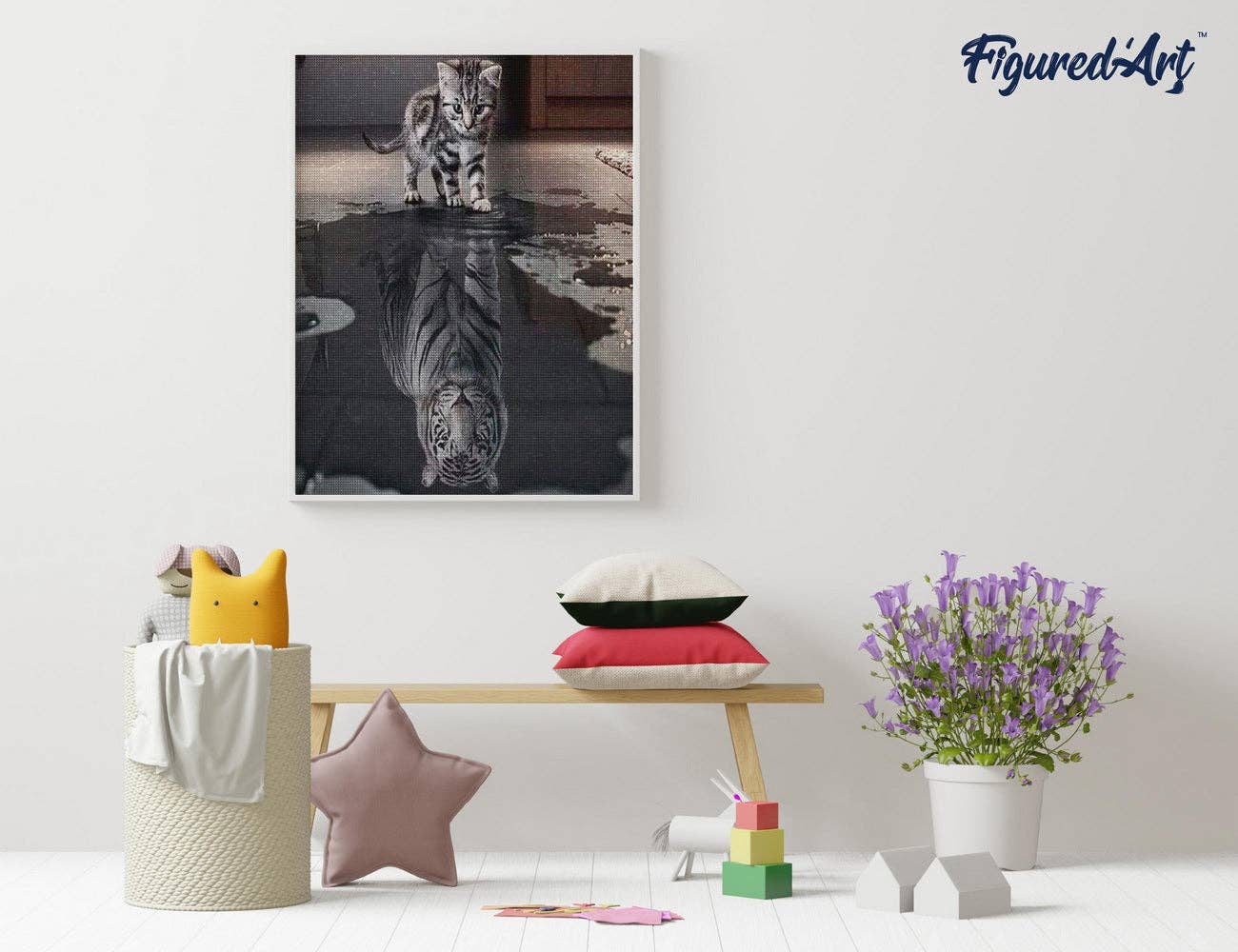 Kit de Punto Diamante Figured’Art "Tigre y León Reflectantes" 40x50cm