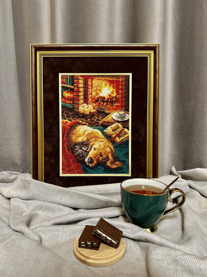 Kit de Punto de Cruz Riolis "Junto a la Chimenea" - 2004