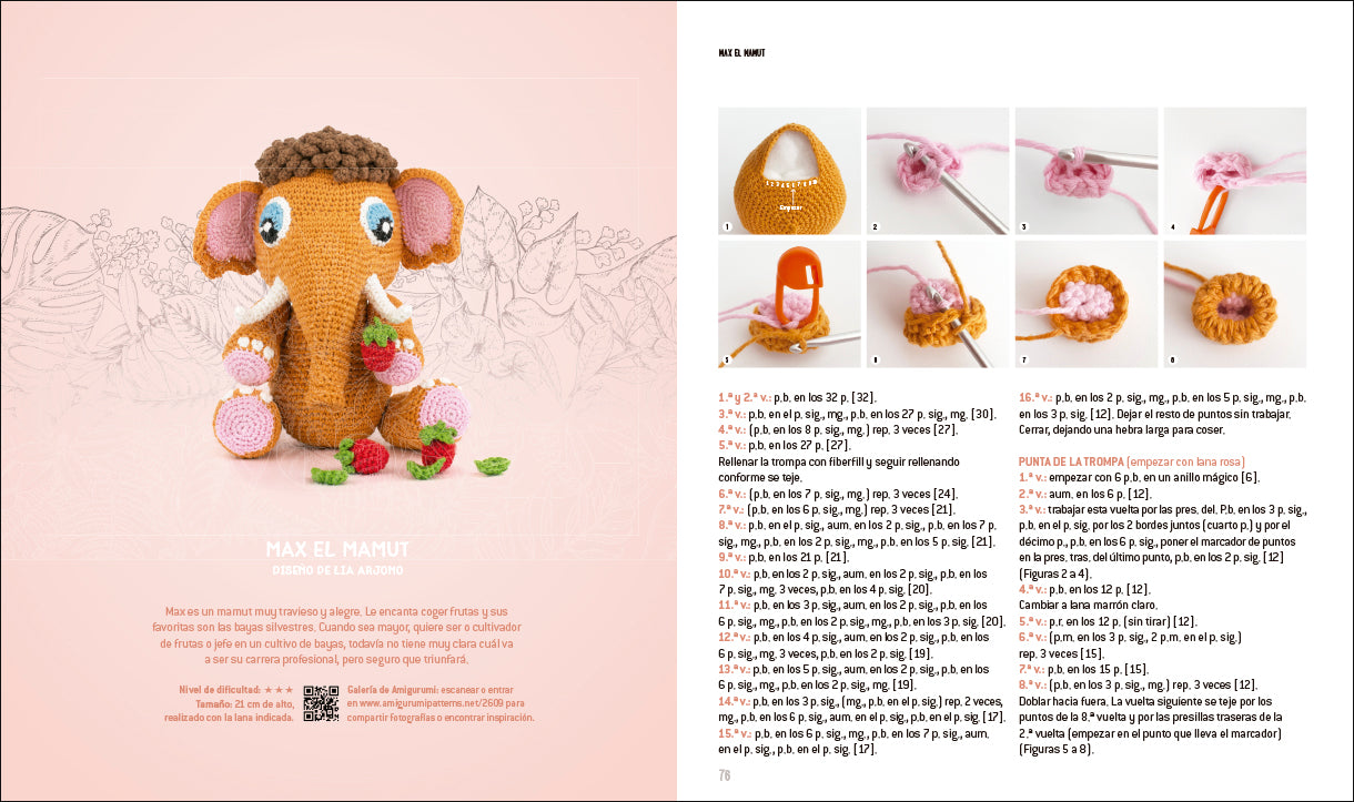 Livro para Tricotar Amigurumi da Pré-História: 14 Dinossauros, Mamutes e Homens das Cavernas a Crochet