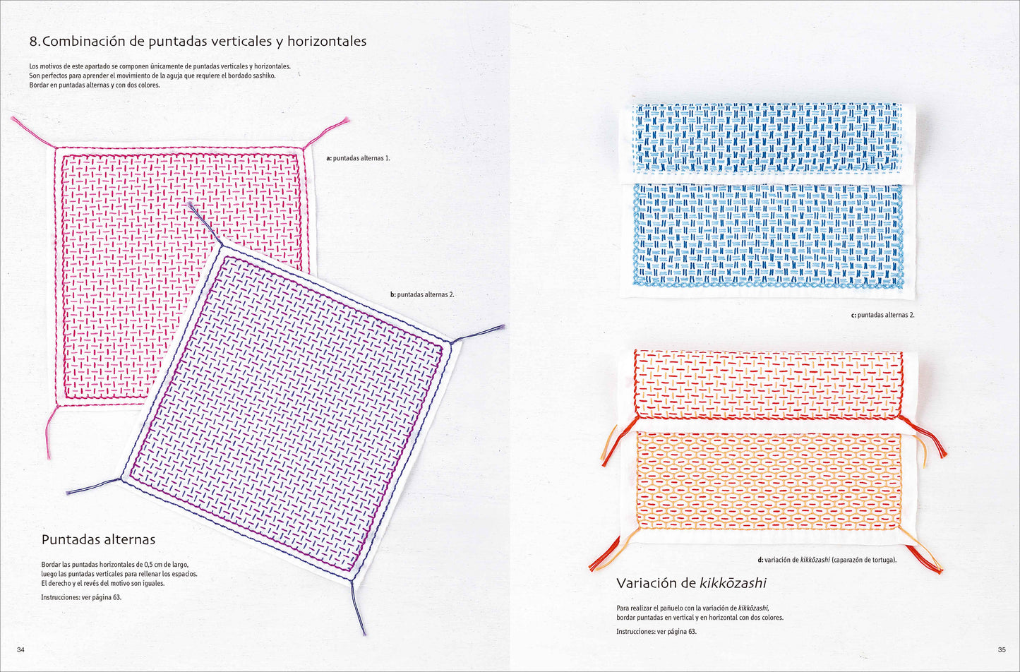 Libro de Bordado Sashiko Hitomezashi: 50 Proyectos de Bordado Japonés Paso a Paso con Patrones