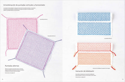 Libro de Bordado Sashiko Hitomezashi: 50 Proyectos de Bordado Japonés Paso a Paso con Patrones