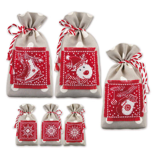 Kit de punto de cruz para crear bolsitas de hiervas con motivos navideños de Riolis