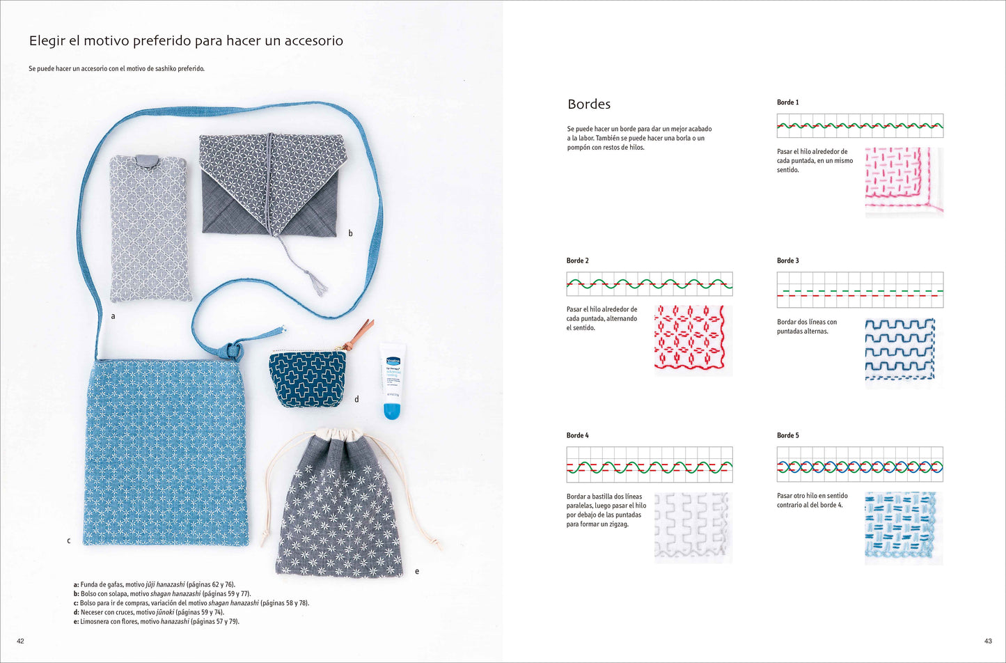 Libro de Bordado Sashiko Hitomezashi: 50 Proyectos de Bordado Japonés Paso a Paso con Patrones