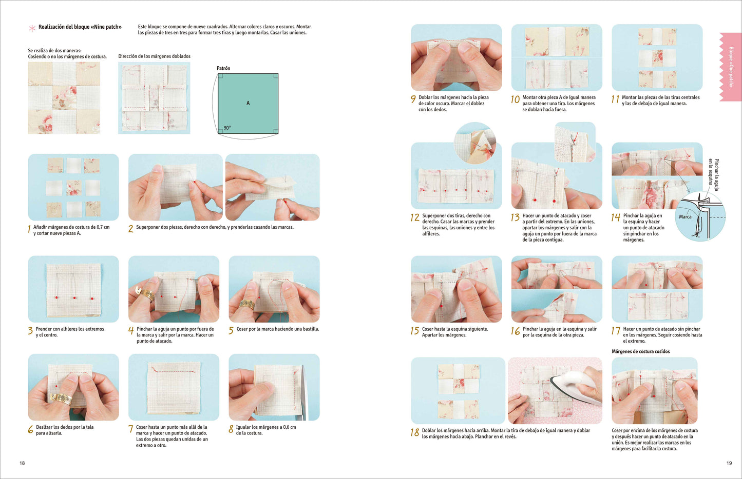 Libro de Iniciación al Patchwork: Curso con 36 Bloques y Más de 40 Proyectos Paso a Paso