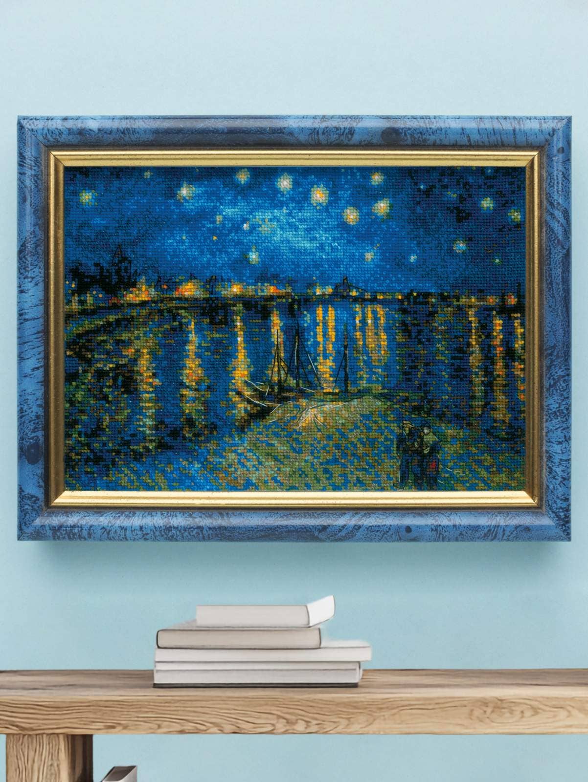 Kit de Punto de Cruz Riolis "Noche Estrellada sobre el Ródano" - 1884