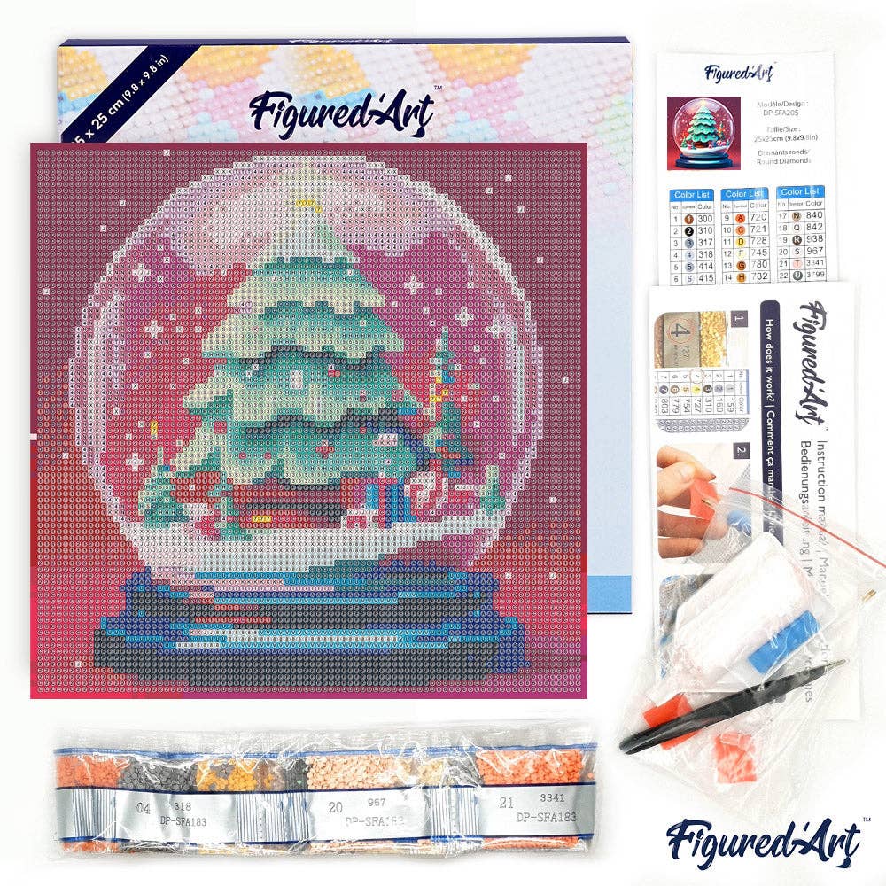 Kit de Punto Diamante Figured’Art "Bola de Nieve" (Lienzo con Bastidor 25×25 cm)