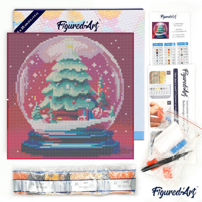 Kit de Punto Diamante Figured’Art "Bola de Nieve" (Lienzo con Bastidor 25×25 cm)