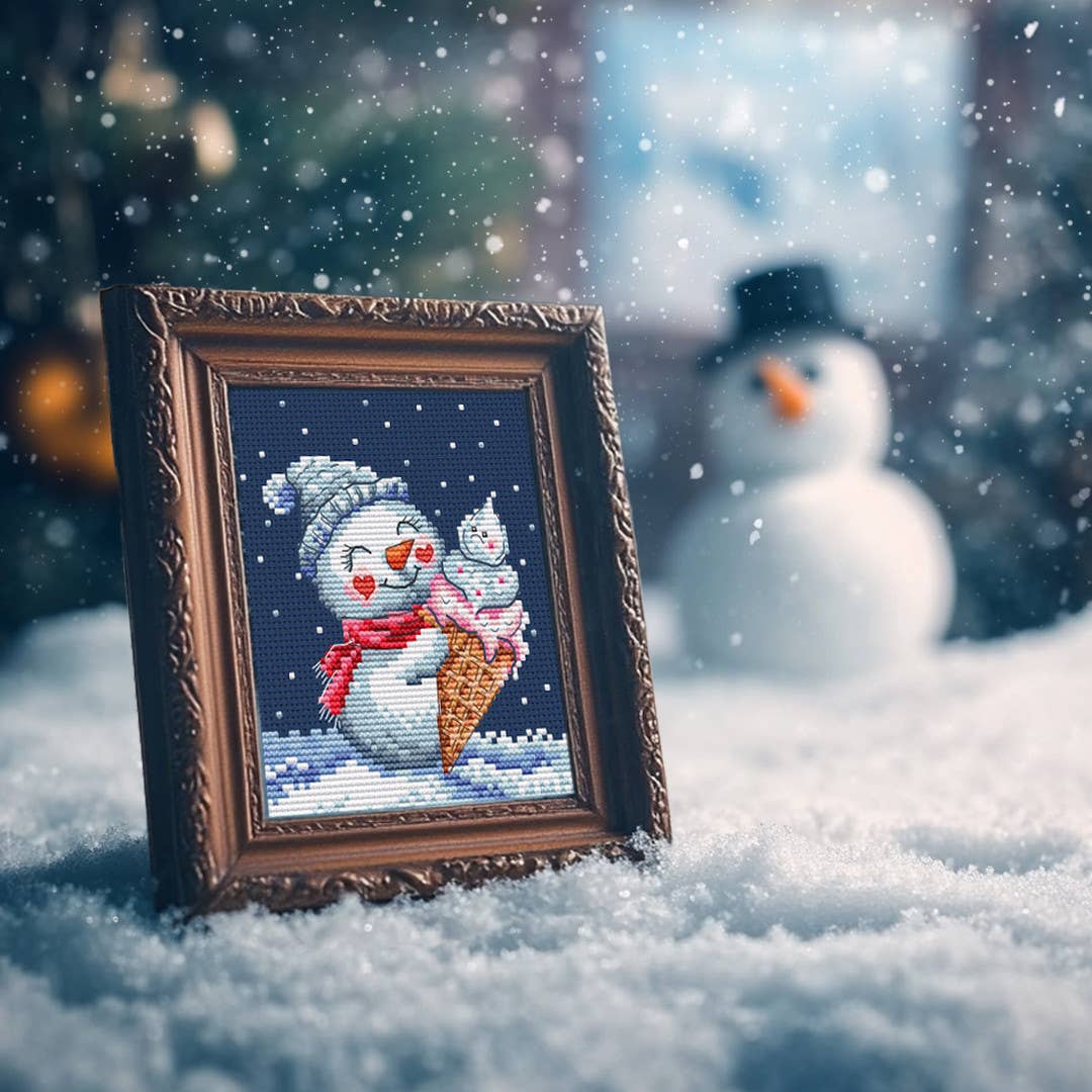 Kit de Punto de Cruz Collection D’Art "Muñeco de Nieve Helado" - BC8131